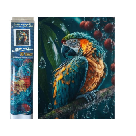 Norimpex Diamantový obrázek malování 30x40cm - Papoušek v dešti ~ 1
