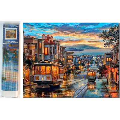 Norimpex Diamantový obrázek malování 30x40cm - Tramvaje ve městě