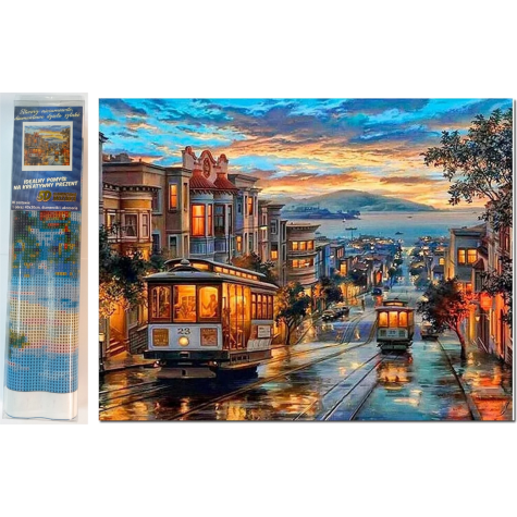 Norimpex Diamantový obrázek malování 30x40cm - Tramvaje ve městě ~ 1