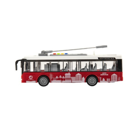 Trolejbus plast 28cm na setrvačník se světlem se zvukem ~ 3