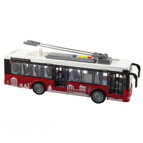 Trolejbus plast 28cm na setrvačník se světlem se zvukem ~ 1