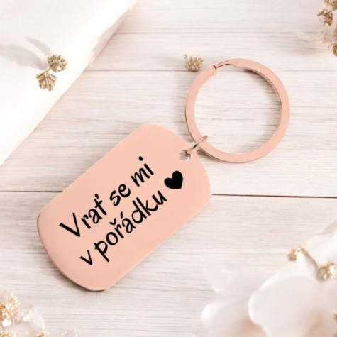 Ahome Kovová rosegold klíčenka - Vrať se mi v pořádku ~ 1