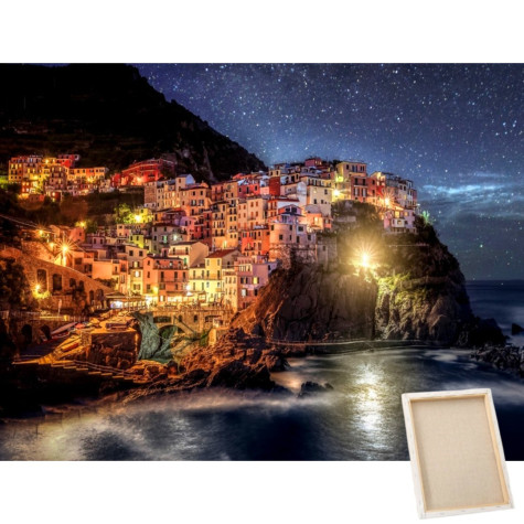 Diamantové malování s rámem - Cinque Terre ~ 1