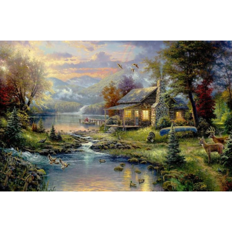 Norimpex Diamantový obrázek malování 30x40cm - Horská chata u jezera ~ 1