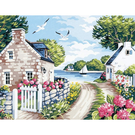 Norimpex Diamantový obrázek malování 30x40cm - Domky u jezera ~ 1