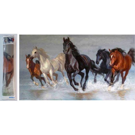 Norimpex Diamantový obrázek malování 80x40cm - Stádo koní ~ 1