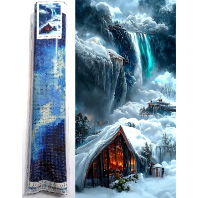 Norimpex Diamantový obrázek malování 80x40cm - Chata v zimě