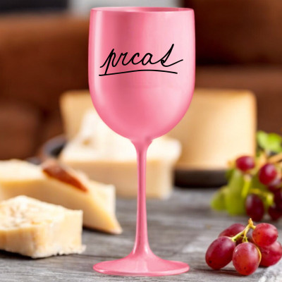 Ahome Sklenice na víno plastová 420 ml - Prcat - růžová
