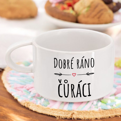 Ahome Hrnek makronka 160 ml - Dobré ráno čůráci - bílý