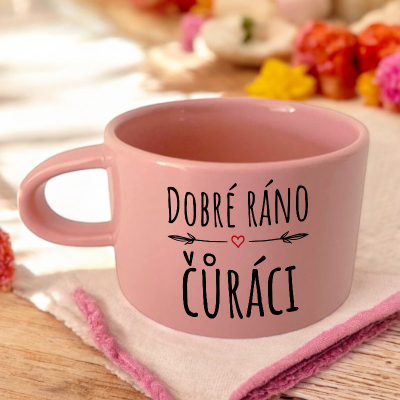 Ahome Hrnek makronka 160 ml - Dobré ráno čůráci - růžový