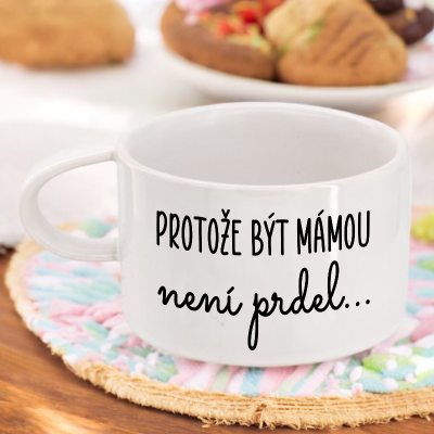 Ahome Hrnek makronka 160 ml - Protože být mámou není prdel - bílý