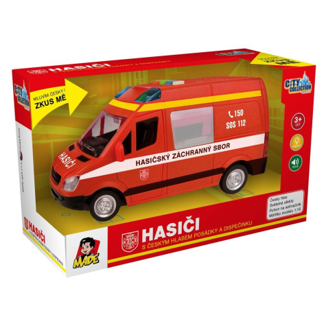 MaDe Auto dodávka Hasiči s českým hlasem na setrvačník 21cm ~ 3