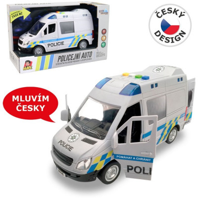 MaDe Policejní auto dodávka s českým hlasem na setrvačník 21 cm
