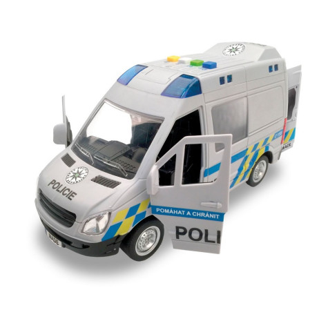 MaDe Policejní auto dodávka s českým hlasem na setrvačník 21 cm ~ 2