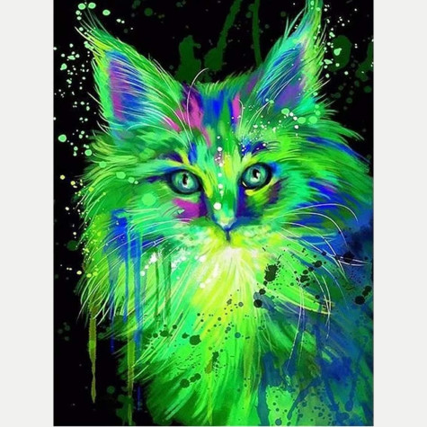 Norimpex Diamantový obrázek malování 30x40cm - Fluorescenční kočka ~ 1