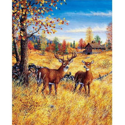 Norimpex Diamantový obrázek malování 30x40cm - Jeleni na poli