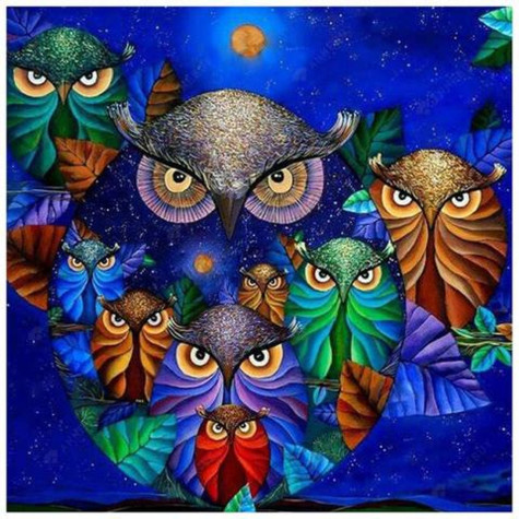 Norimpex Diamantové malování 7D obrázek 30x30cm - Sovy na noční obloze ~ 2