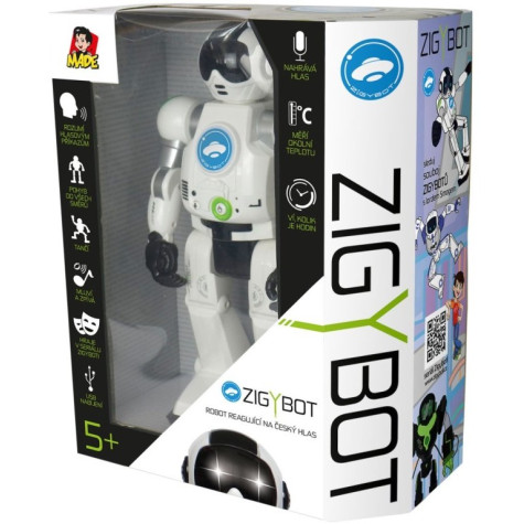MaDe Zigybot reagující na český hlas 33 cm - bílý ~ 6