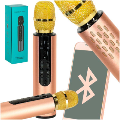 KIK Bezdrátový karaoke bluetooth mikrofon - zlatý