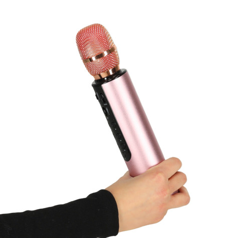 KIK Bezdrátový karaoke bluetooth mikrofon - růžový ~ 4