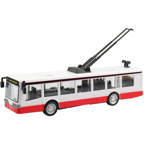 MaDe Trolejbus kovový na zpětný chod 16 cm ~ 2