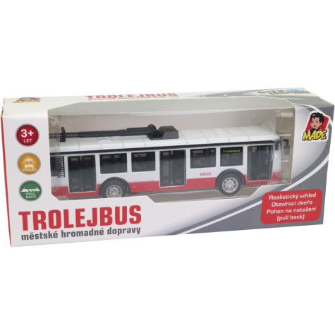 MaDe Trolejbus kovový na zpětný chod 16 cm ~ 3