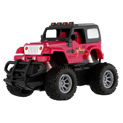 Auto RC terénní 14cm plast 27MHz na baterie se světlem růžové ~ 2