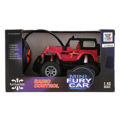 Auto RC terénní 14cm plast 27MHz na baterie se světlem růžové ~ 6