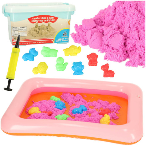 KIK Kinetický písek v boxu 1 kg s formičkami - růžový ~ 1