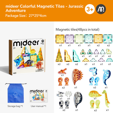 Mideer Barevná magnetická stavebnice Dinosauři 48 ks ~ 7