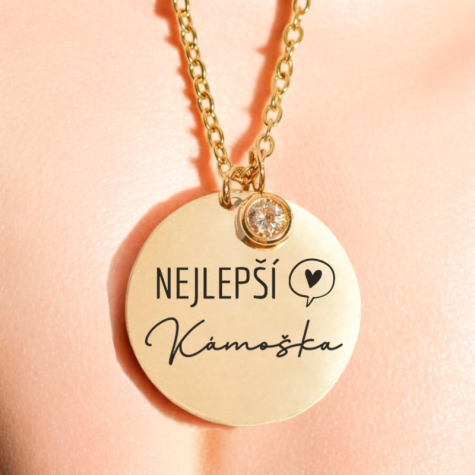 Náhrdelník Gold Medailonek na řetízku se zirkonem - Nejlepší kámoška ~ 1