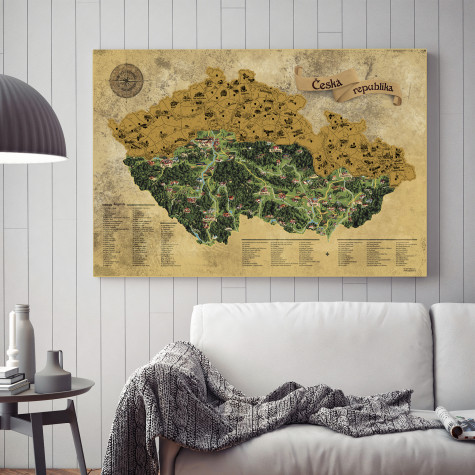 Stírací mapa Česka DELUXE XL - zlatá ~ 1
