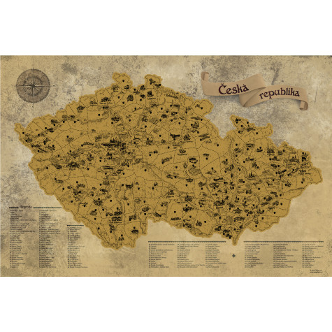 Stírací mapa Česka DELUXE XL - zlatá ~ 4