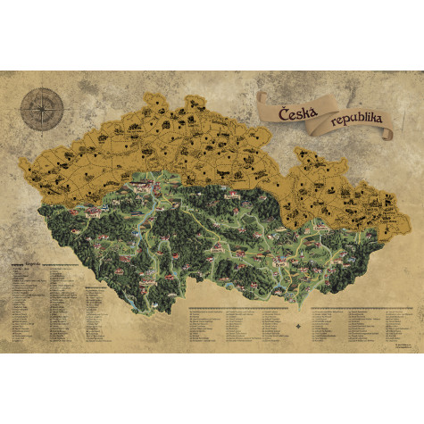 Stírací mapa Česka DELUXE XL - zlatá ~ 2