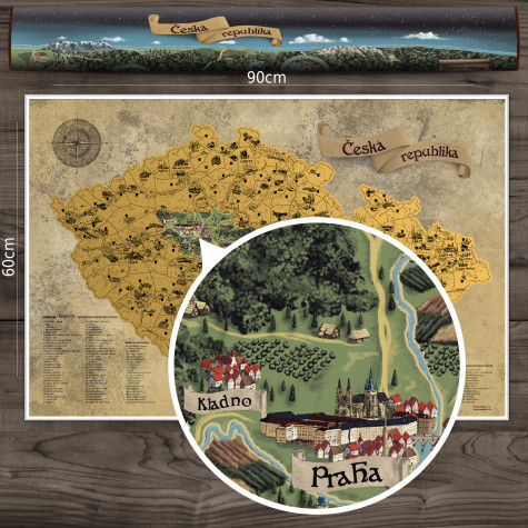 Stírací mapa Česka DELUXE XL - zlatá ~ 3