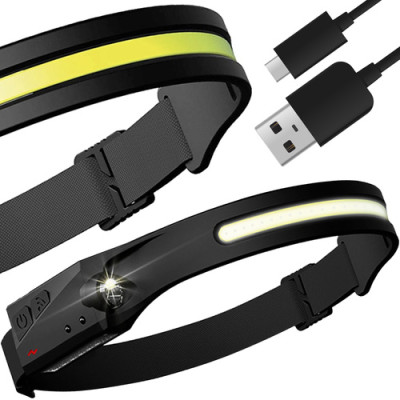 USB LED čelovka svítilna COB + XPE Trizand 21652