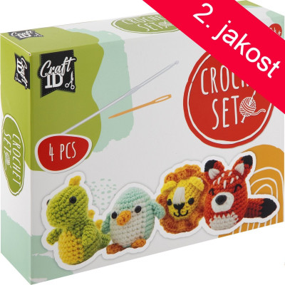 2.JAKOST Grafix Sada háčkování zvířátka 4 ks - dino, tučňák, lev, liška