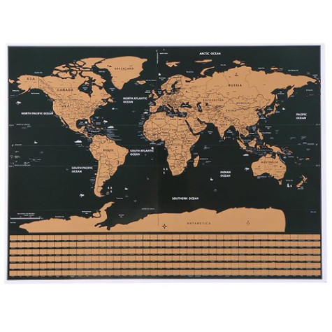 Stírací mapa světa černá s vlajkami 82x59cm s doplňky Malatec 23442 ~ 8