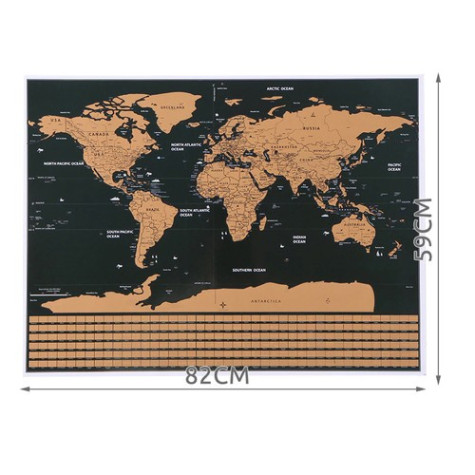 Stírací mapa světa černá s vlajkami 82x59cm s doplňky Malatec 23442 ~ 12