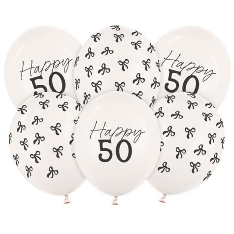 Narozeninové balónky mašle 6 ks - Happy 50 ~ 1