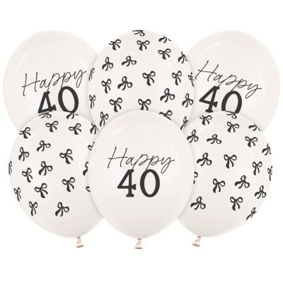 Narozeninové balónky mašle 6 ks - Happy 40