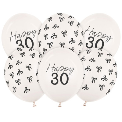 Narozeninové balónky mašle 6 ks - Happy 30