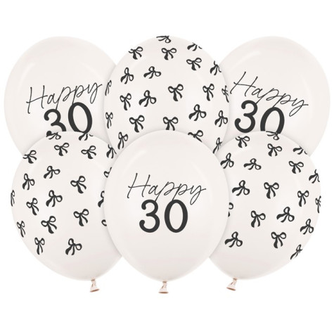 Narozeninové balónky mašle 6 ks - Happy 30 ~ 1