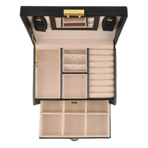 Šperkovnice se zrcadlem na klíč kufřík černý Beautylushh 6348 ~ 3