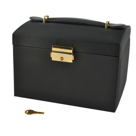 Šperkovnice se zrcadlem na klíč kufřík černý Beautylushh 6348 ~ 7