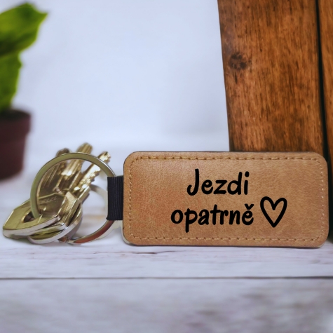 Ahome Kožená klíčenka - Jezdi opatrně ~ 2