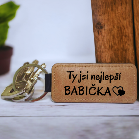 Ahome Kožená klíčenka - Nejlepší Babička ~ 2