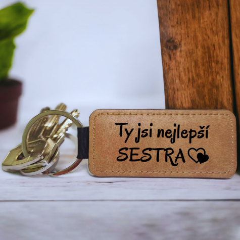 Ahome Kožená klíčenka - Nejlepší Sestra ~ 2