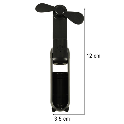 Ruční mini skládací větráček - černý ~ 11