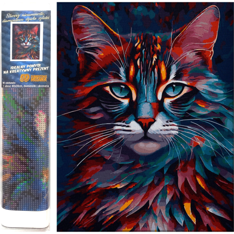 Norimpex Diamantový obrázek malování 30x40cm - Upřený kočičí pohled ~ 1